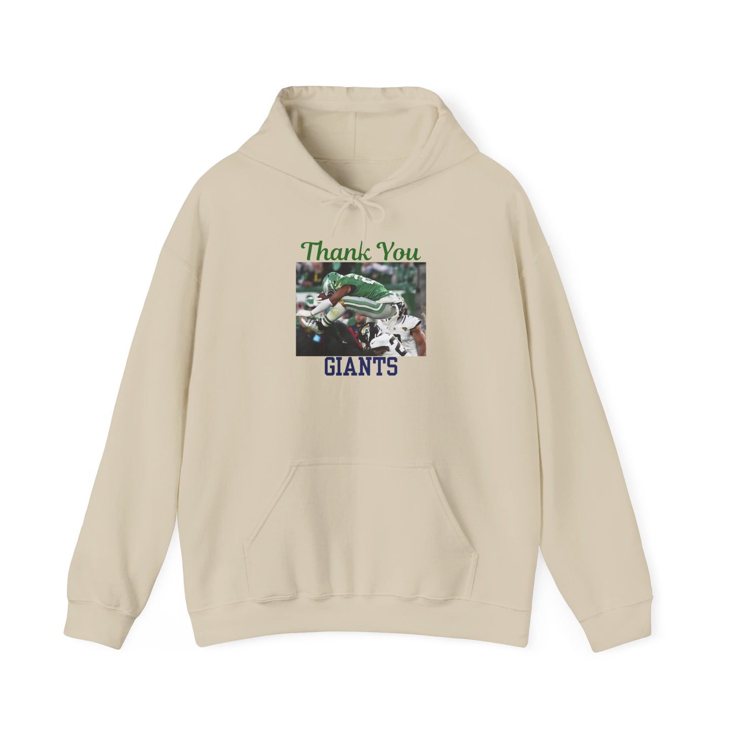 Saquon Barkley Flying Backward Over Defense Player Eagles Hoodie Thank You Giants Football Fan Gift Sports Game Day Apparel Phrase