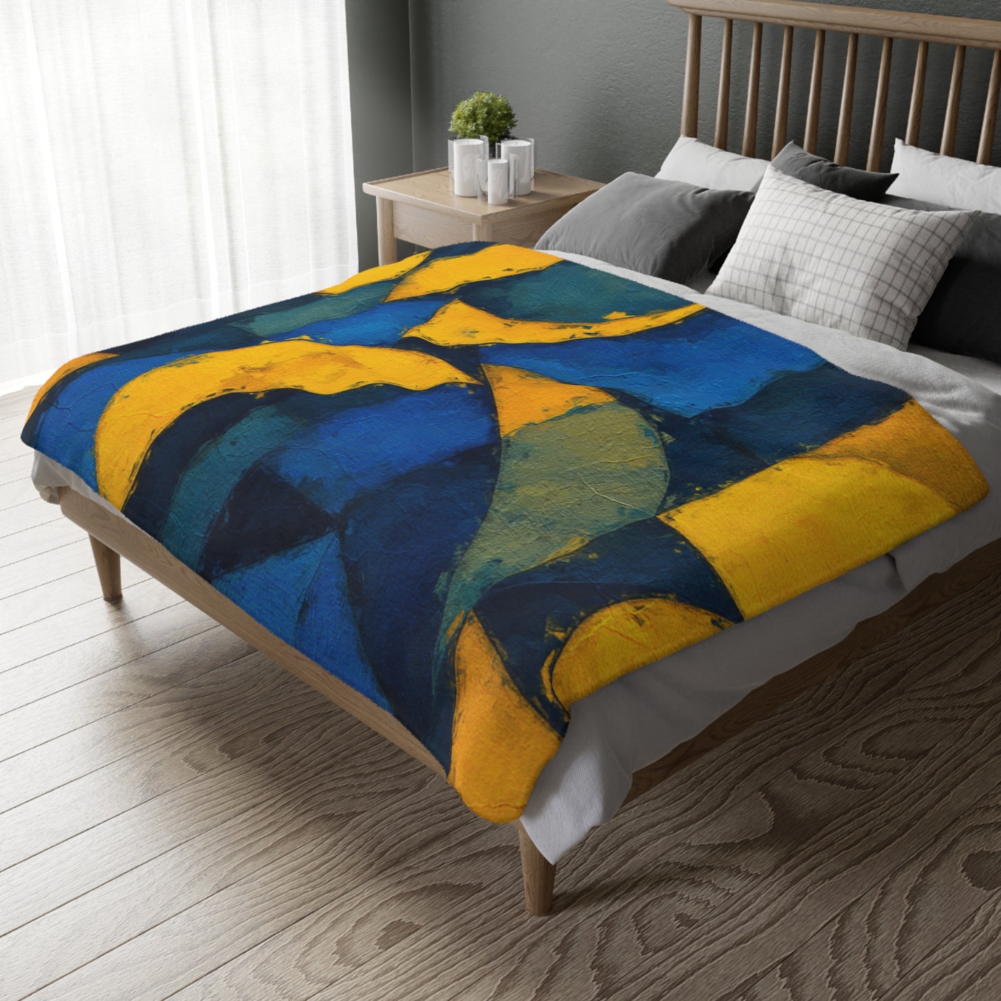 Celestial Moon & Sun Velveteen Throw Blanket | Abstract Geometric Decor