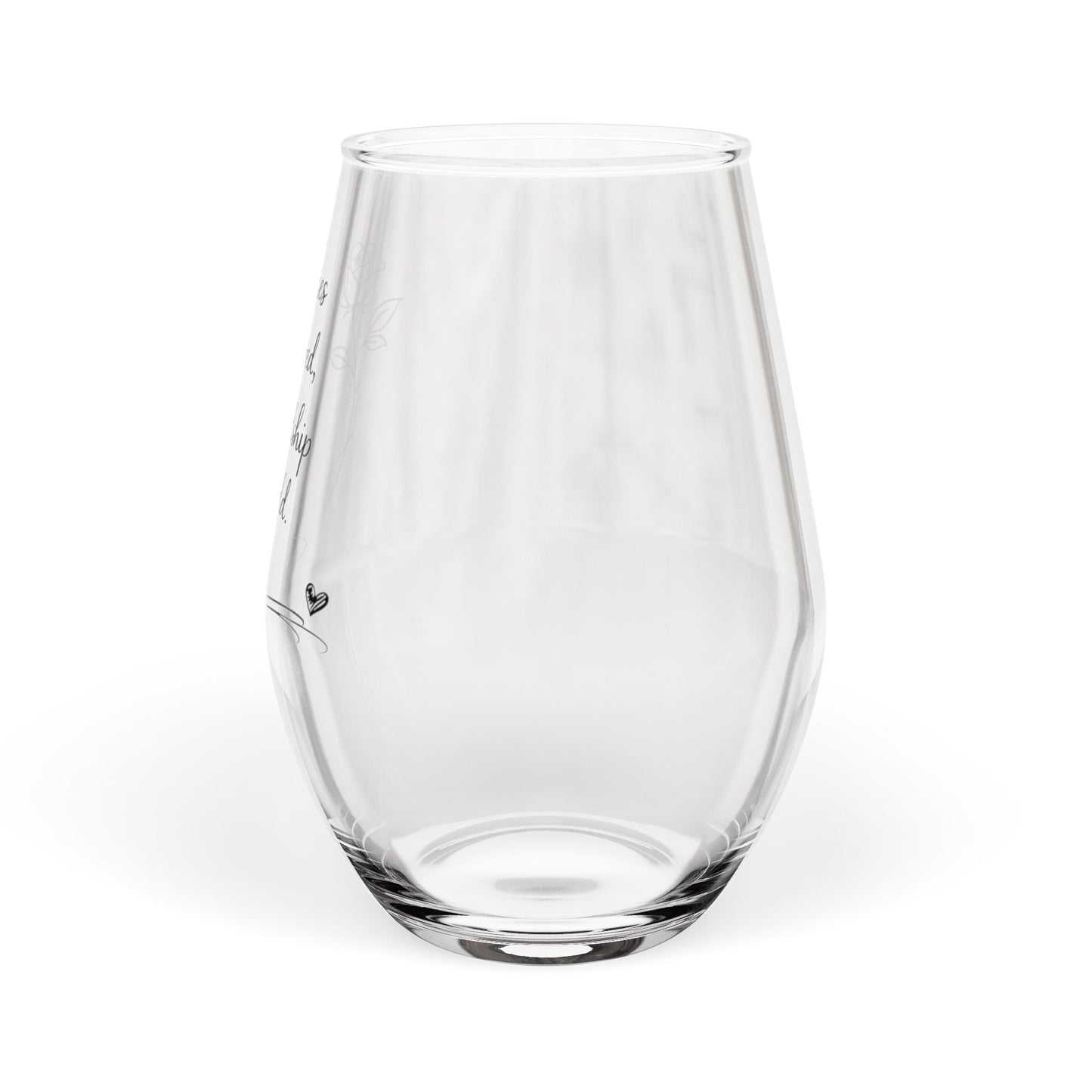 Roses are Red Friendship is Gold Stemless Wine Glass - Galentines Day Wine Glass