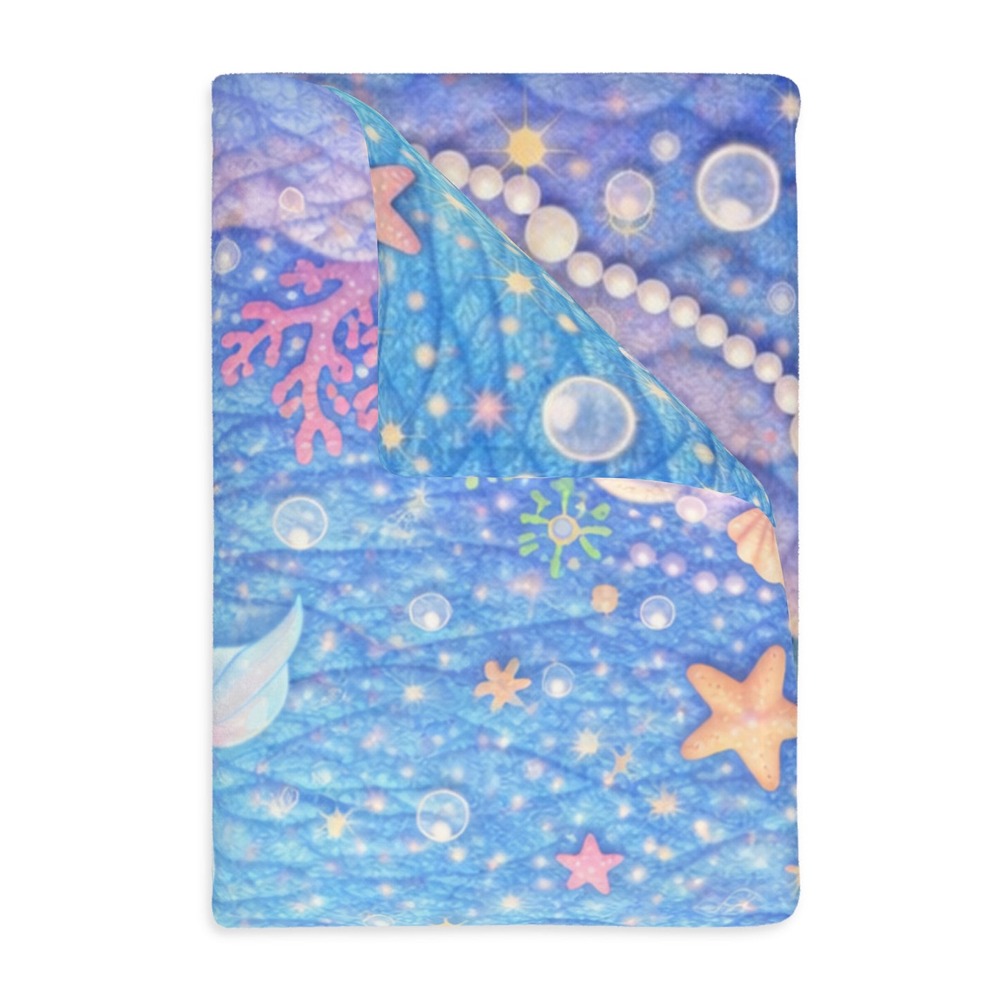 Cute Mermaid Underwater Scene Blanket | Velveteen Microfiber