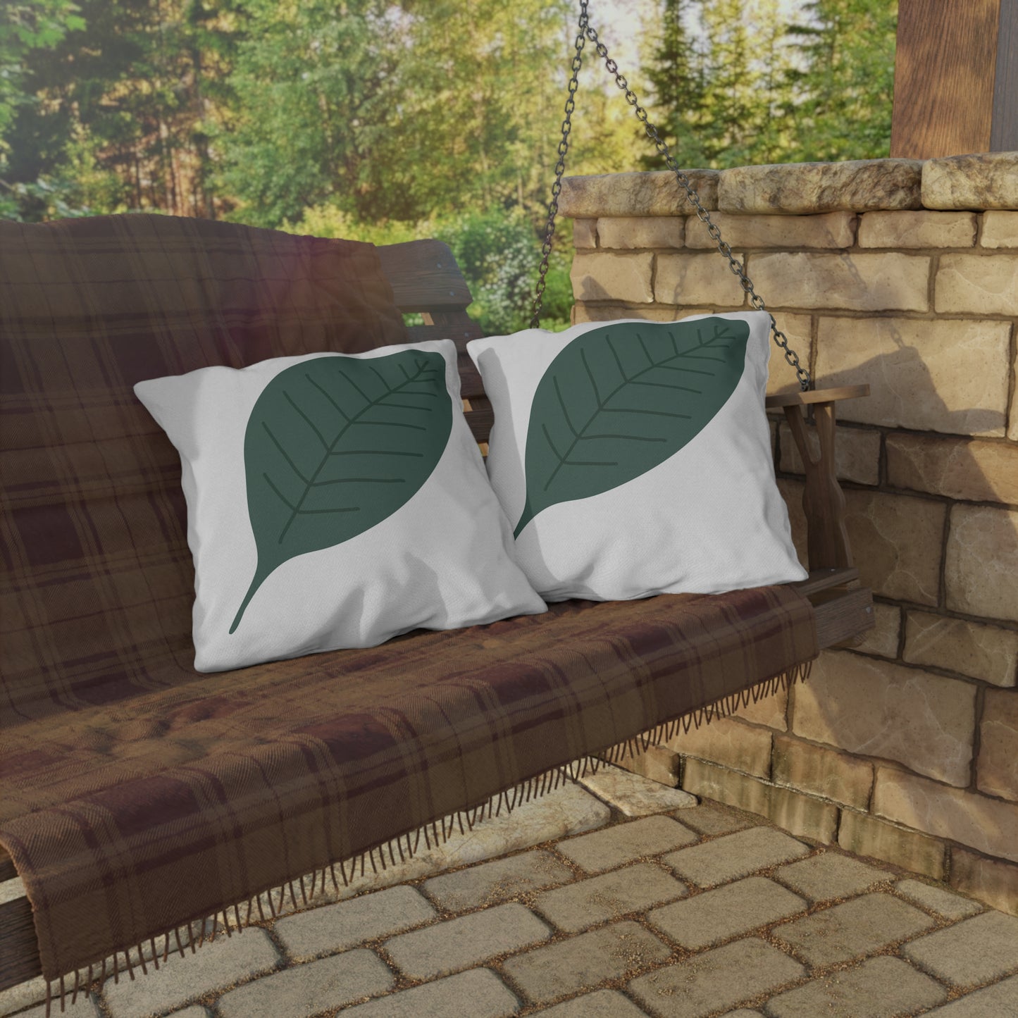 Leaf Botanical Outdoor Pillow – Tropical Green Patio Cushion