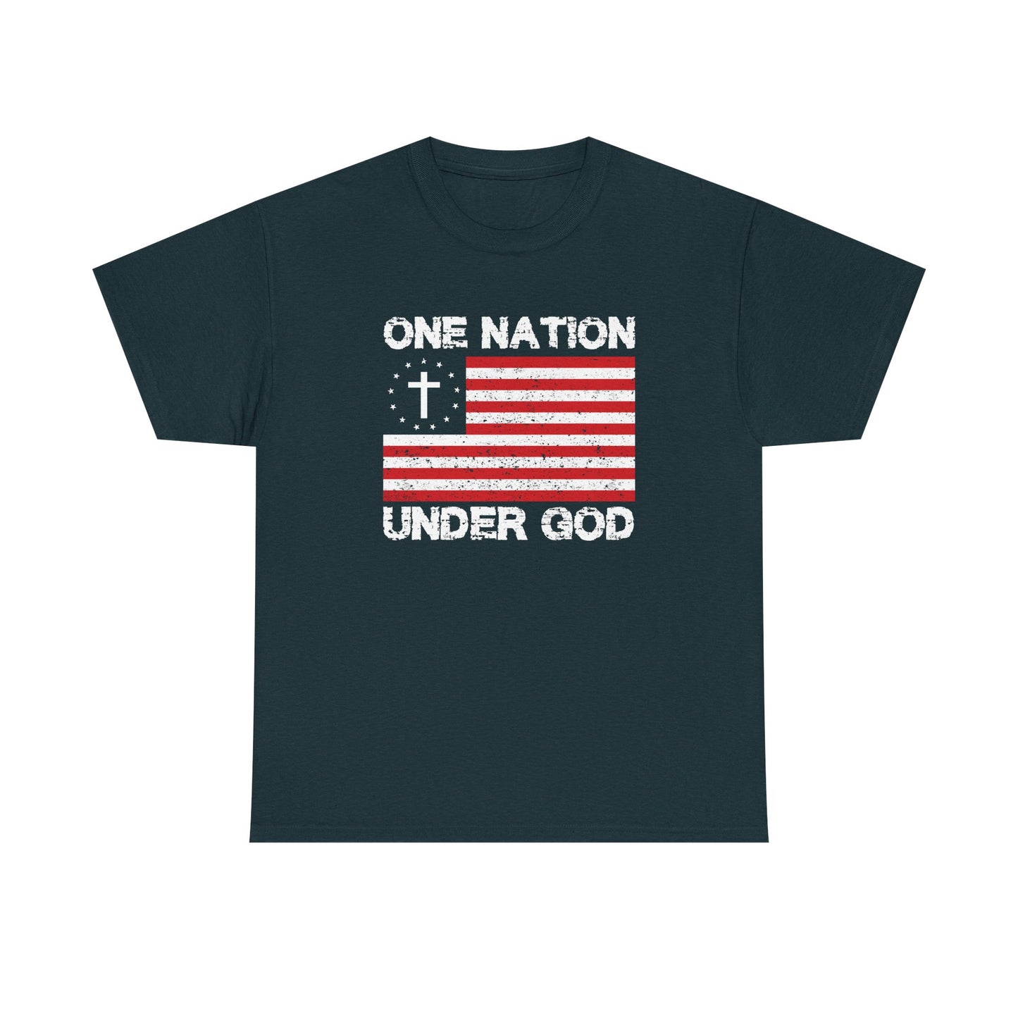 Christian Patriotic One Nation Under God T-Shirt Distressed American Flag with Cross Tee Faith & Freedom Shirt USA Flag Gift