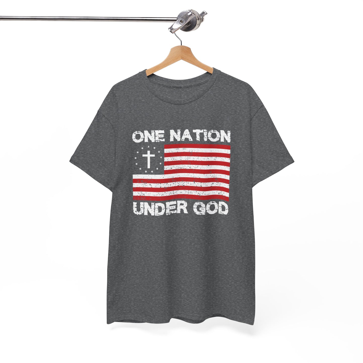 Christian Patriotic One Nation Under God T-Shirt Distressed American Flag with Cross Tee Faith & Freedom Shirt USA Flag Gift