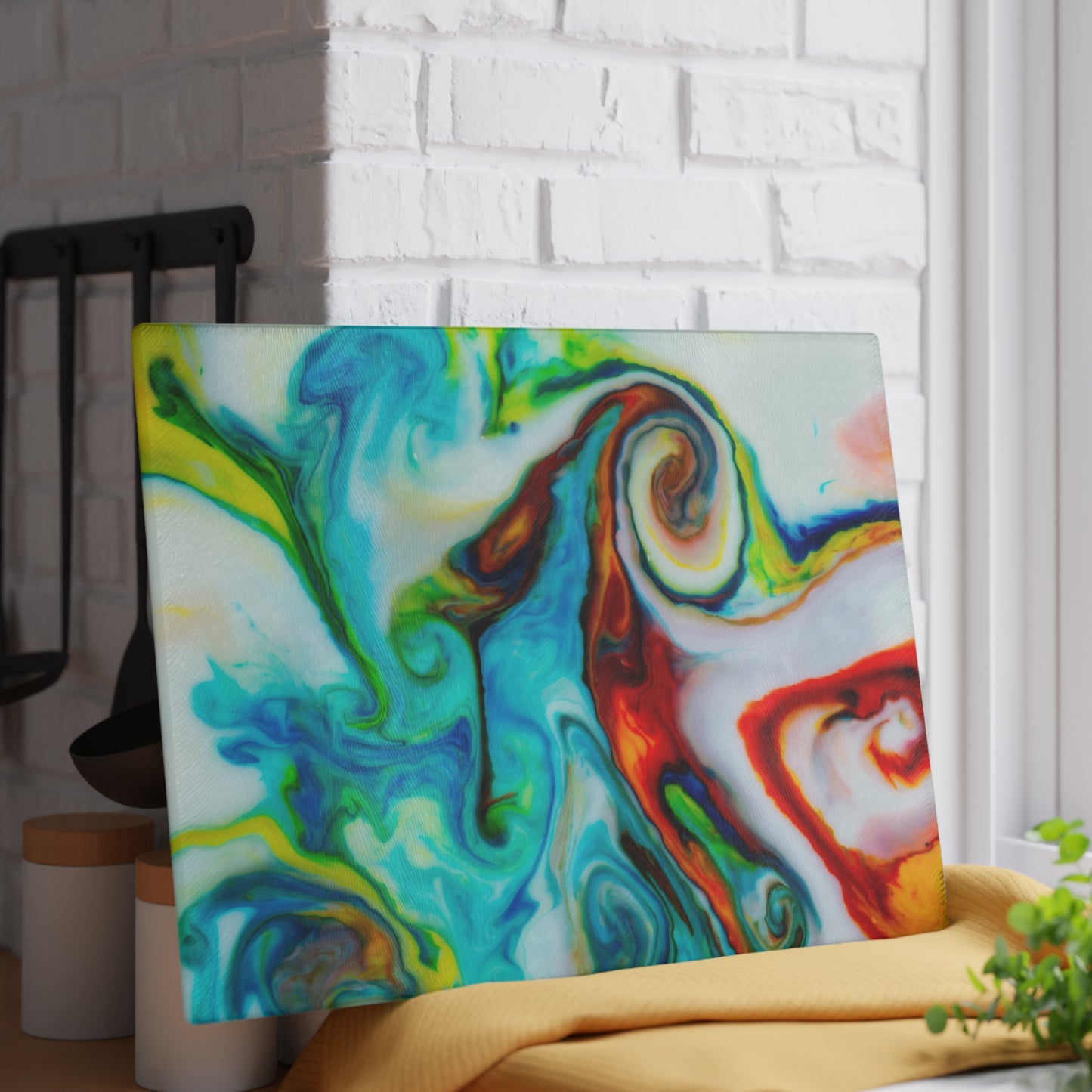 Abstract Color Swirl Cutting Board | Marbleized Pour Art