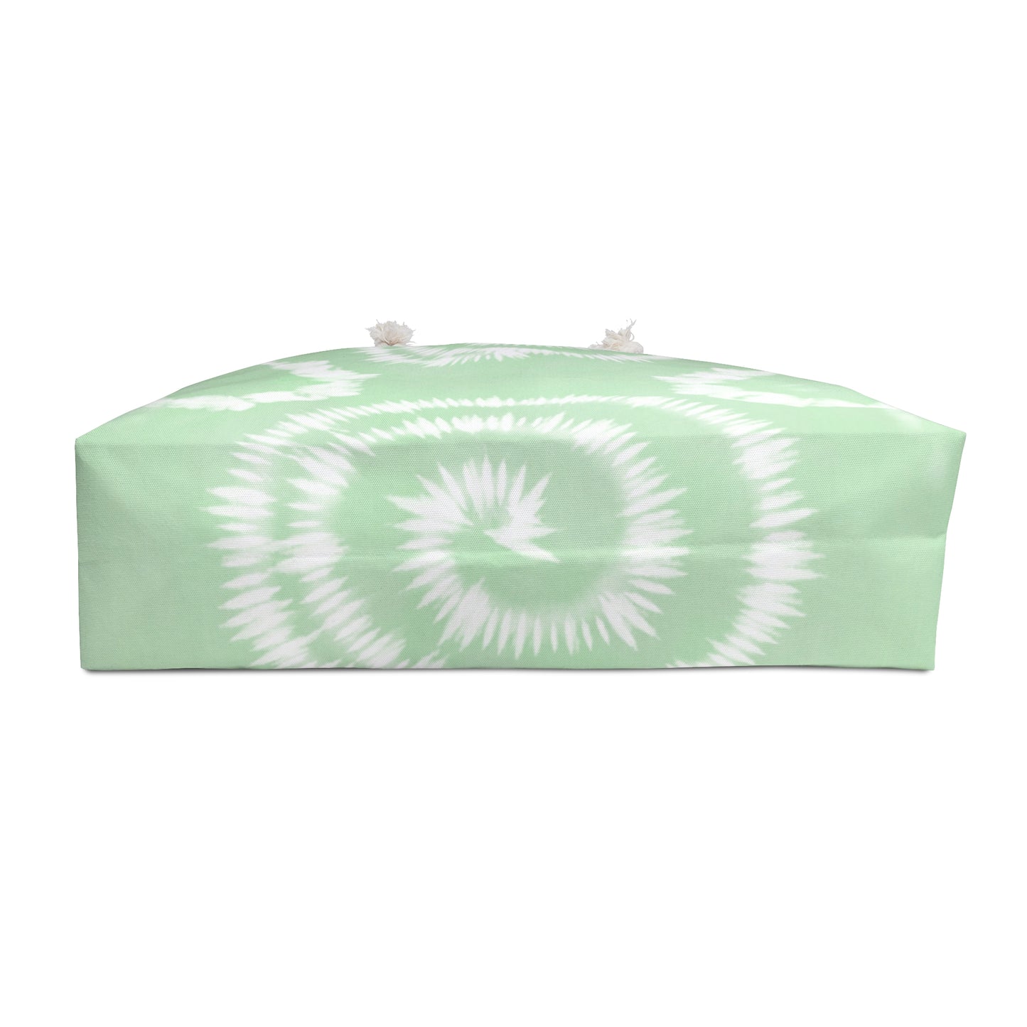 Green and white tie-dye bandeau top on a white background