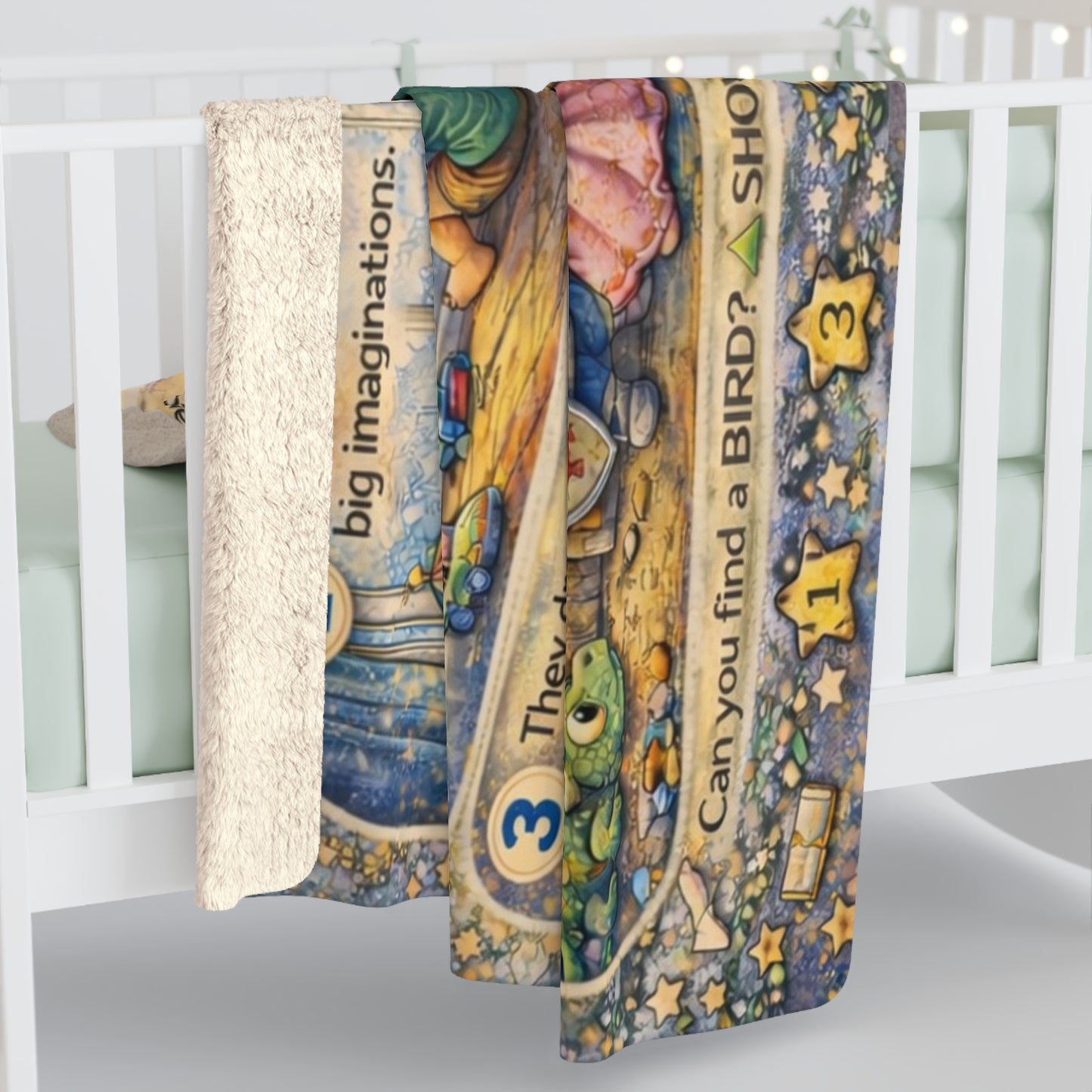 Cardboard Castle Story Illustration Sherpa Blanket | Kids Nursery Throw