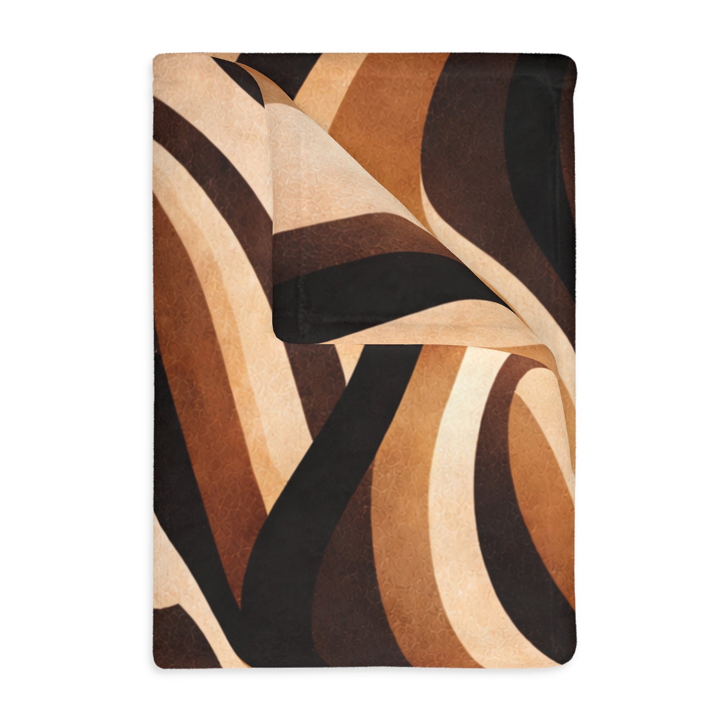 Caramel Coffee Swirl Velveteen Throw Blanket | Cozy Neutral Decor