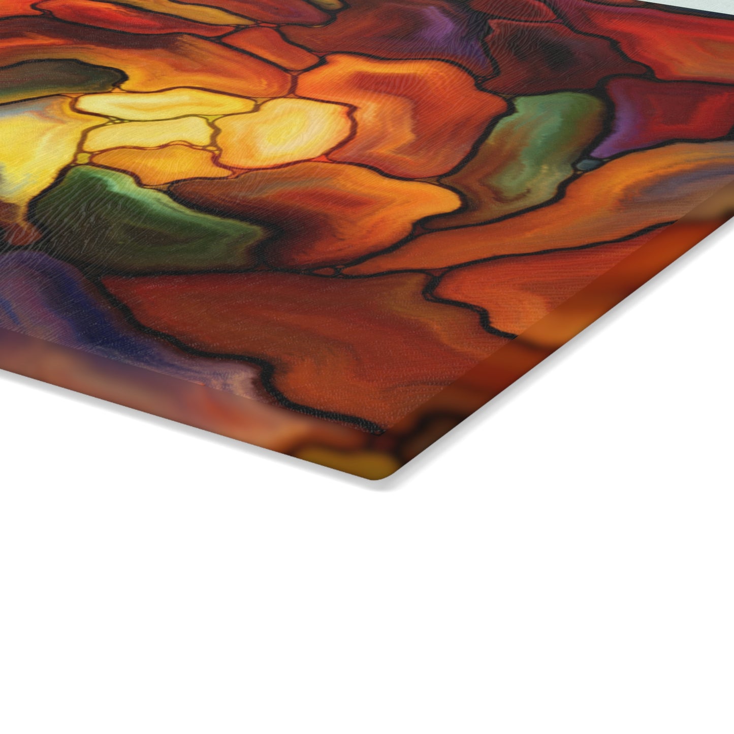 Abstract Stained Glass Swirl Cutting Board | Colorful Mosaic Kitchen Decor