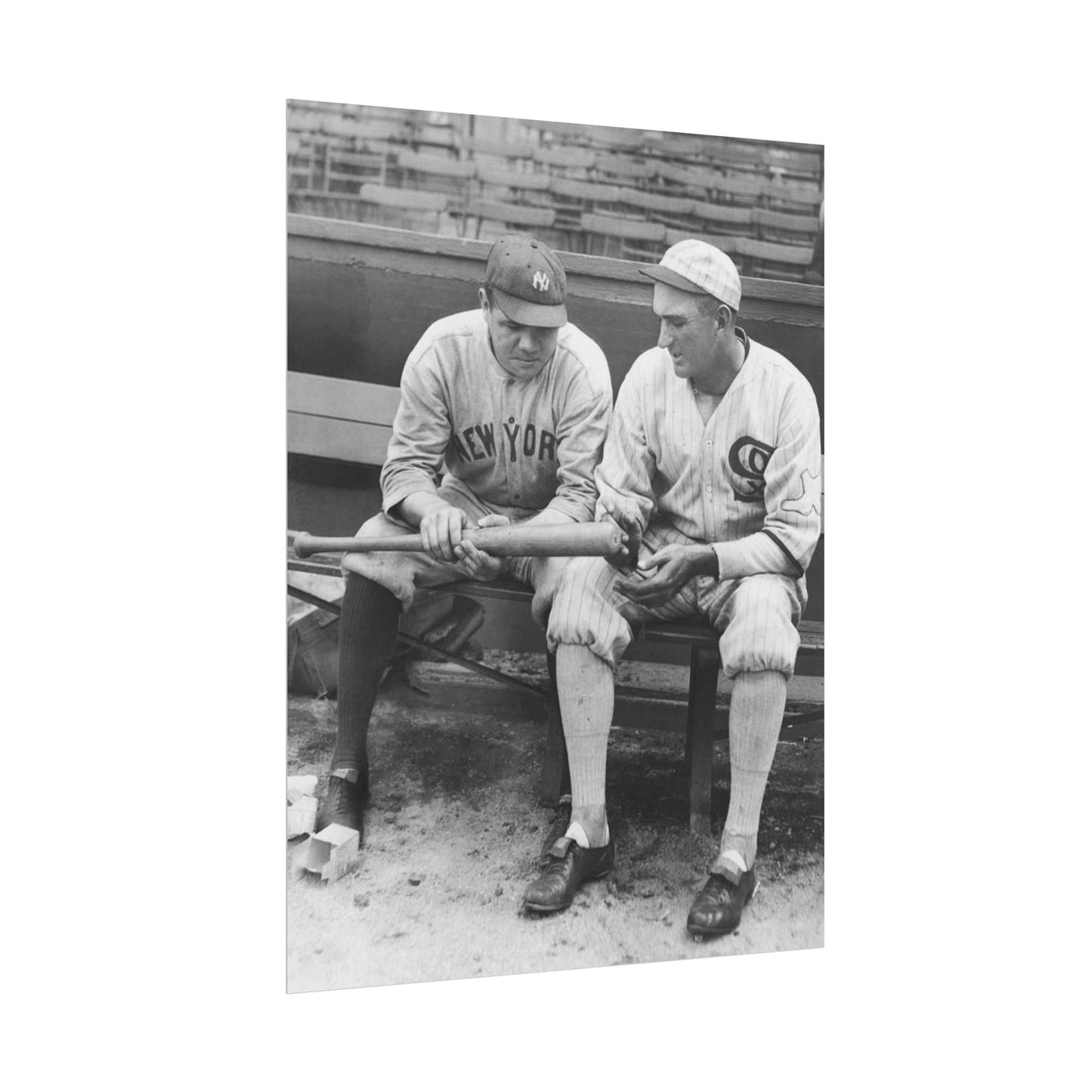 Babe Ruth & Shoeless Joe Jackson Vintage Baseball Poster, Classic Sports Photography Wall Art, Historic MLB Legends Print for Man Cave