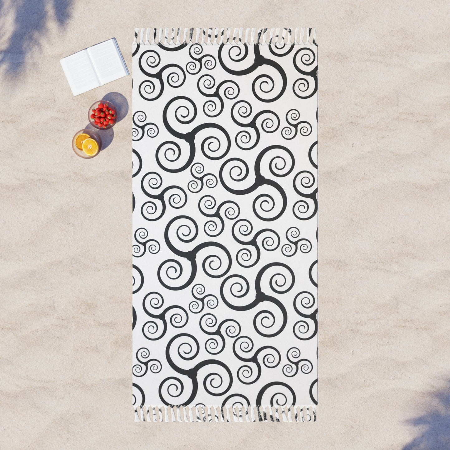 Boho Spiral Beach Towel | Swirl Fringe Beach Cloth | Summer Pool & Travel Towel