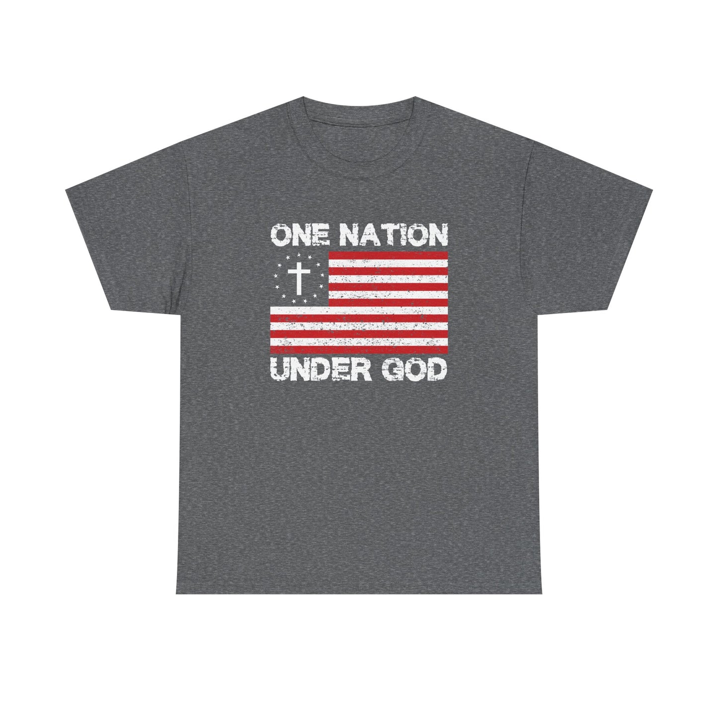 Christian Patriotic One Nation Under God T-Shirt Distressed American Flag with Cross Tee Faith & Freedom Shirt USA Flag Gift