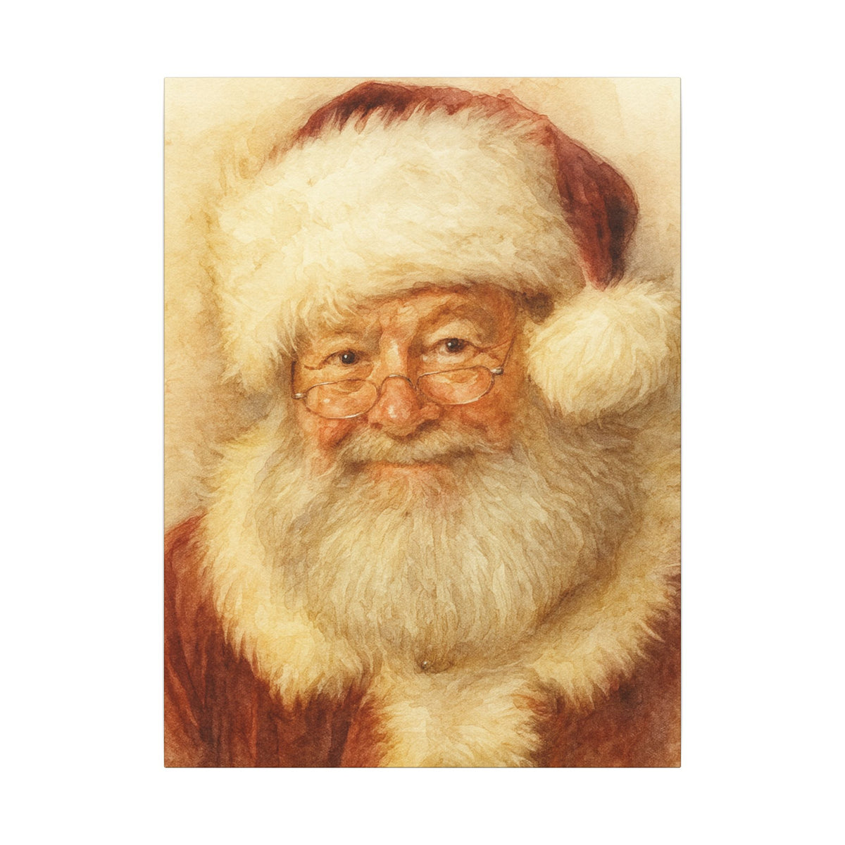 Vintage Santa Claus Portrait Canvas Wall Art – Unframed Christmas Décor Mantle Art