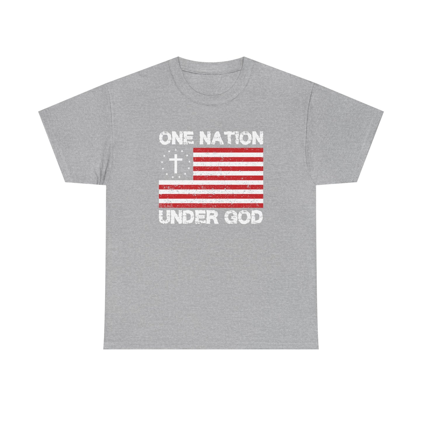 Christian Patriotic One Nation Under God T-Shirt Distressed American Flag with Cross Tee Faith & Freedom Shirt USA Flag Gift