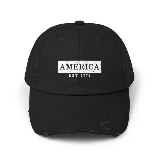 Independence Day America Celebration Distressed Cap America EST 1776 Patriotic Cap Vintage Distressed Look Unisex Hat Gift Fourth of July