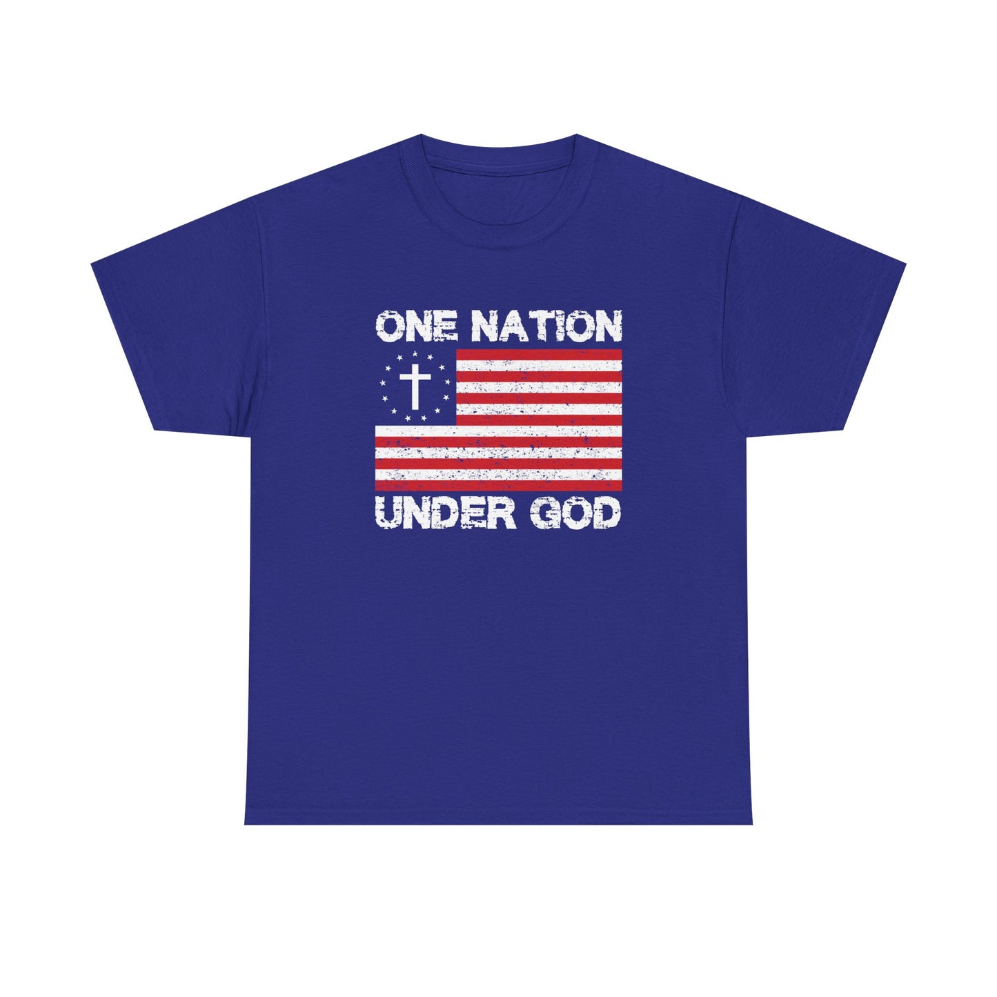Christian Patriotic One Nation Under God T-Shirt Distressed American Flag with Cross Tee Faith & Freedom Shirt USA Flag Gift