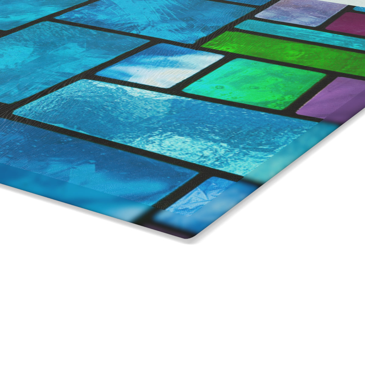 Blue Green Stained Glass Cutting Board | Mosaic Kitchen Decor