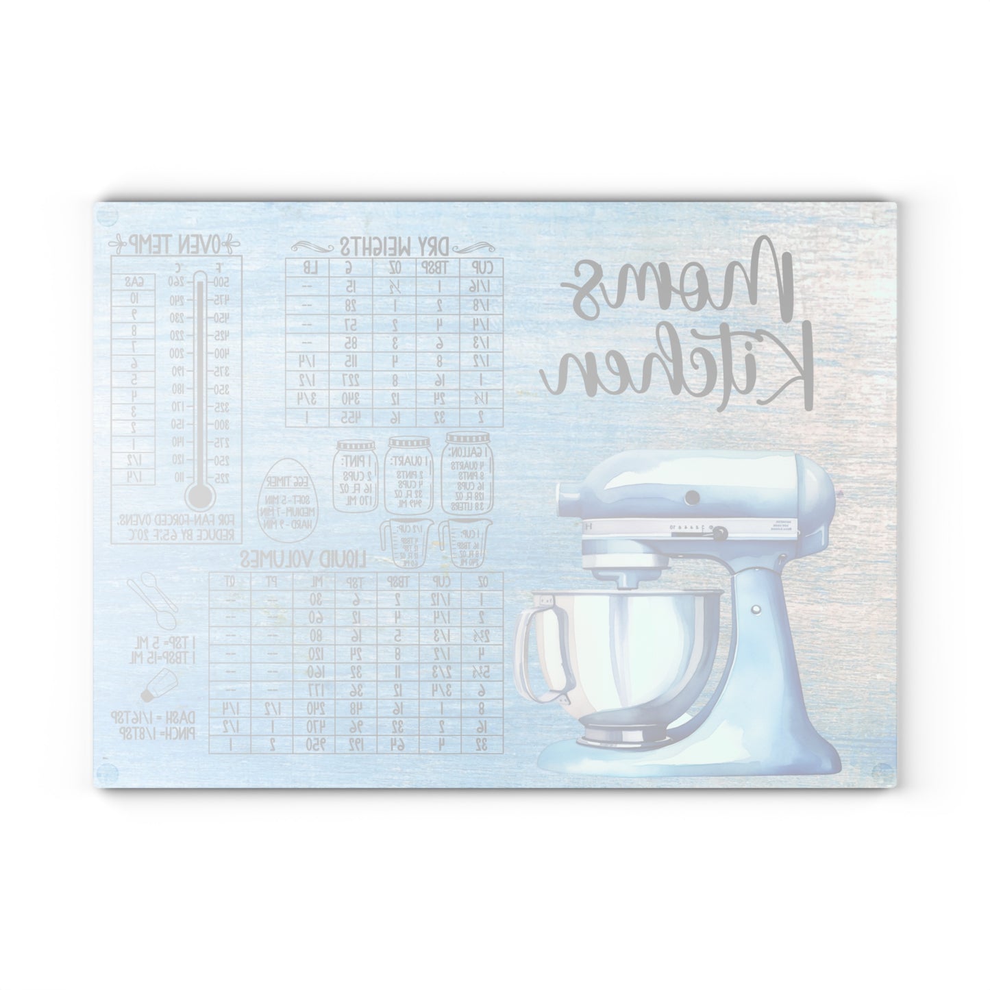 Glass Cutting Board with Conversion Charts | Baking Kitchen Gift
