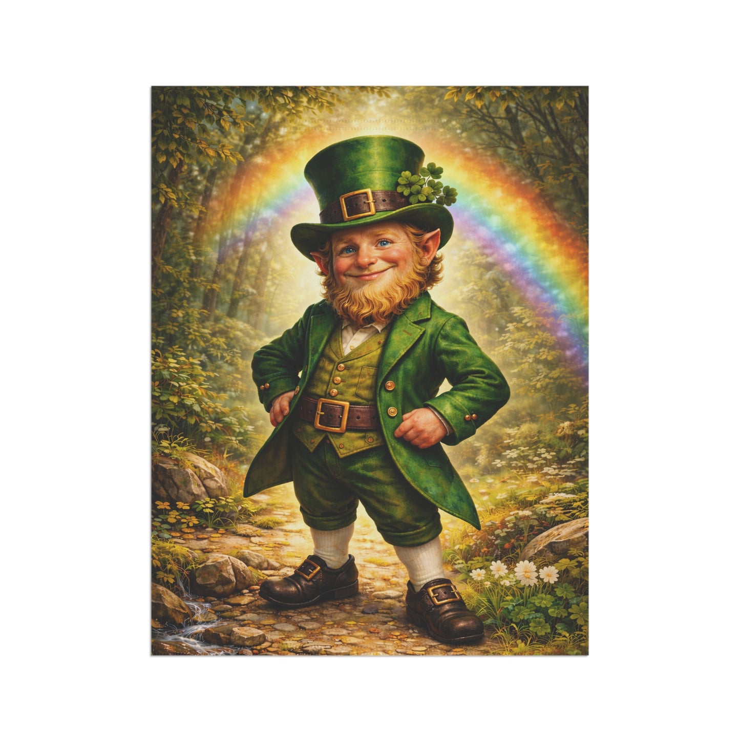 St. Patrick’s Day Leprechaun Garden Flag with Rainbow | Irish Lucky Leprechaun Yard Flag | Shamrock Spring Outdoor Decor