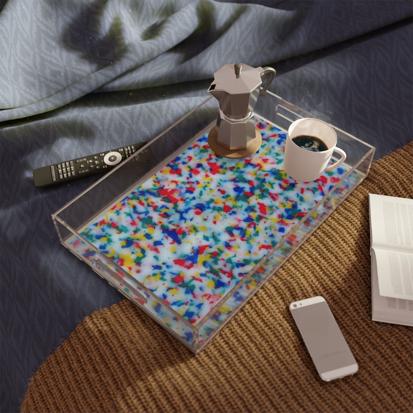 Colorful Terrazzo Acrylic Serving Tray, Modern Coffee Table Decor, Housewarming Gift