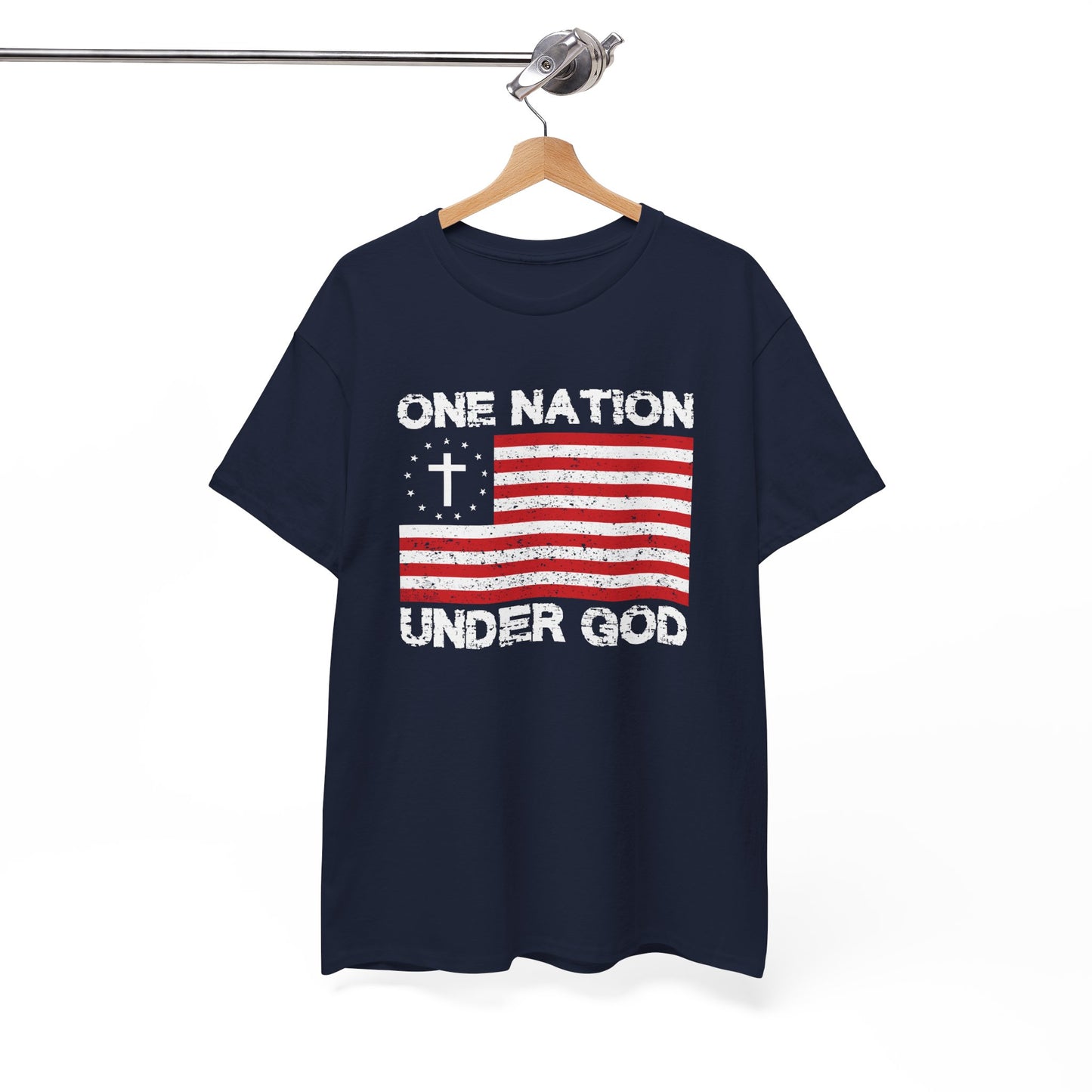 Christian Patriotic One Nation Under God T-Shirt Distressed American Flag with Cross Tee Faith & Freedom Shirt USA Flag Gift