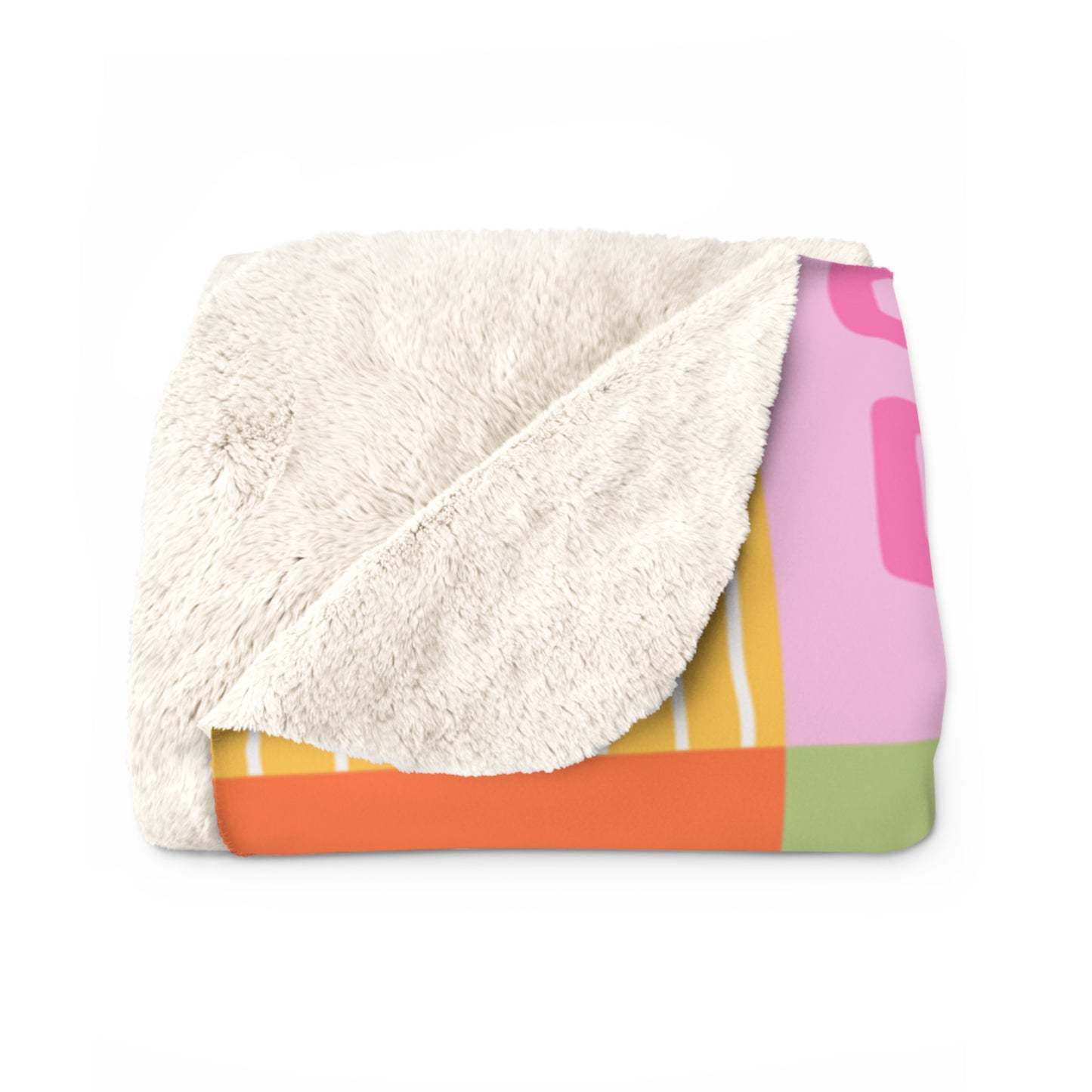 Cozy Floral Patchwork Sherpa Blanket — Retro Daisy Fleece Throw