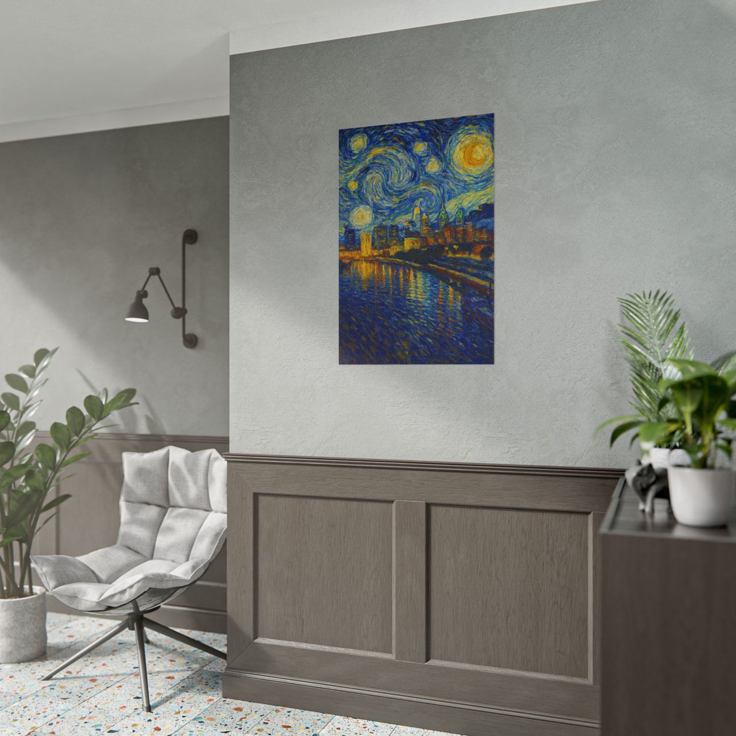 Philadelphia Starry Night City Skyline Rolled Poster | Van Gogh Style Print