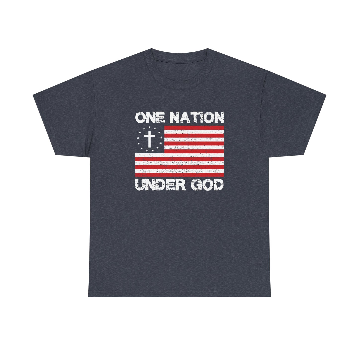 Christian Patriotic One Nation Under God T-Shirt Distressed American Flag with Cross Tee Faith & Freedom Shirt USA Flag Gift