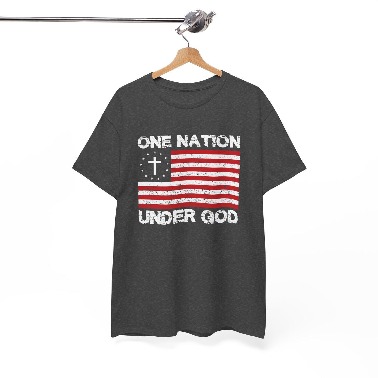Christian Patriotic One Nation Under God T-Shirt Distressed American Flag with Cross Tee Faith & Freedom Shirt USA Flag Gift