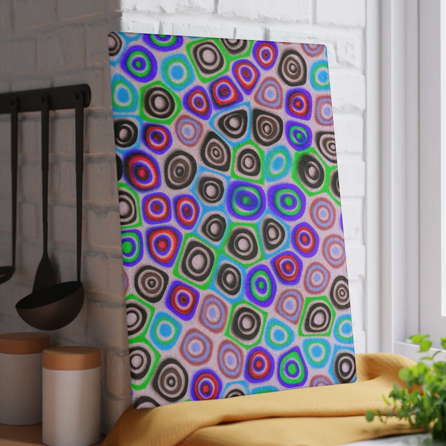 Retro Pebble Pattern Glass Cutting Board | Colorfu Geometric Kitchen Decor