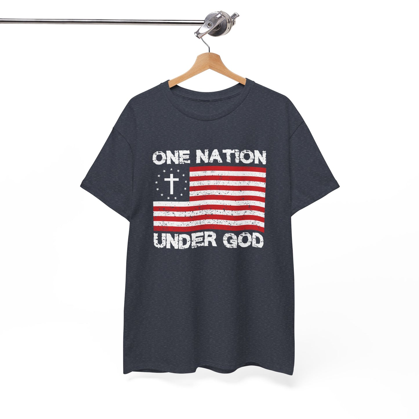 Christian Patriotic One Nation Under God T-Shirt Distressed American Flag with Cross Tee Faith & Freedom Shirt USA Flag Gift