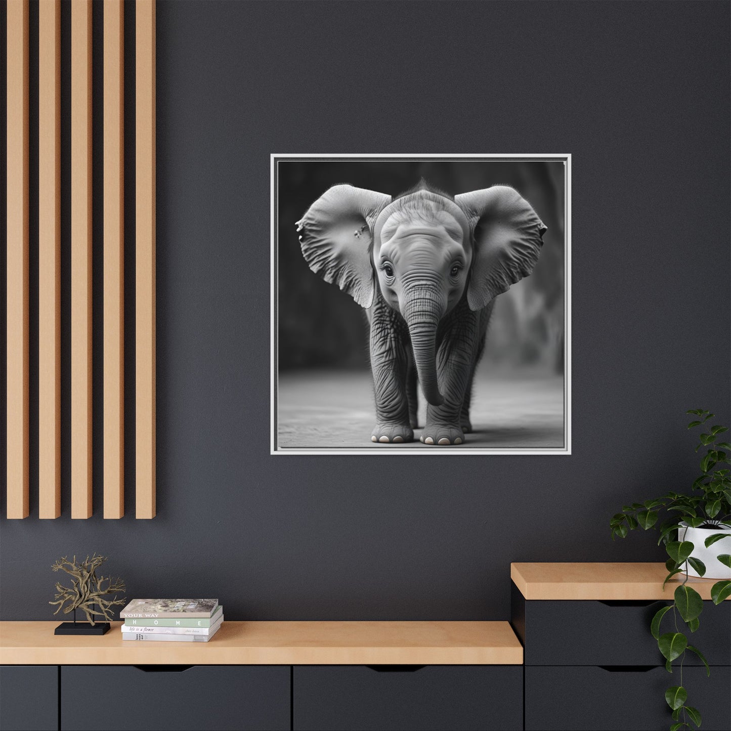 Adorable Baby Elephant Wall Art Black & White Wildlife Photography Print, Cute Safari Animal Home Decor, Elephant Lover Gift