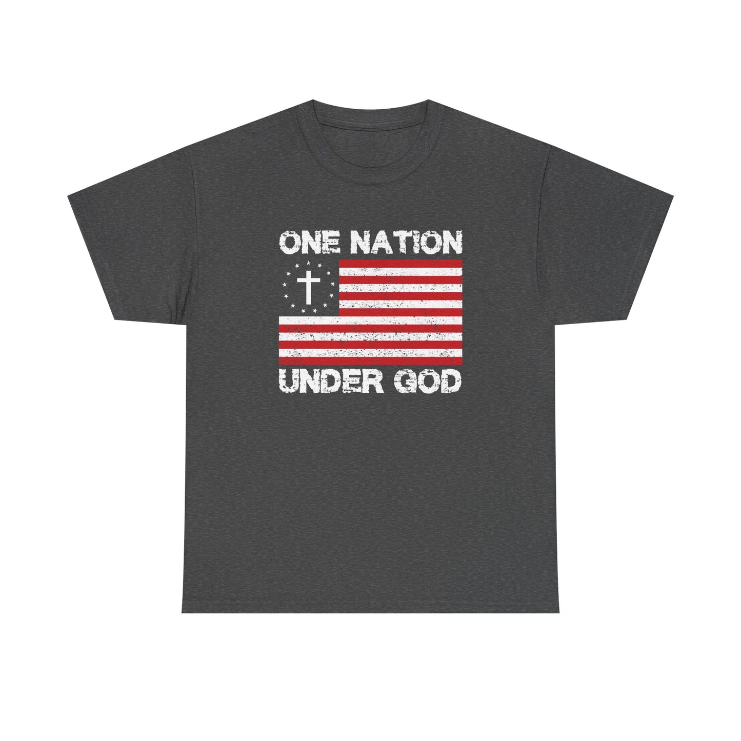 Christian Patriotic One Nation Under God T-Shirt Distressed American Flag with Cross Tee Faith & Freedom Shirt USA Flag Gift