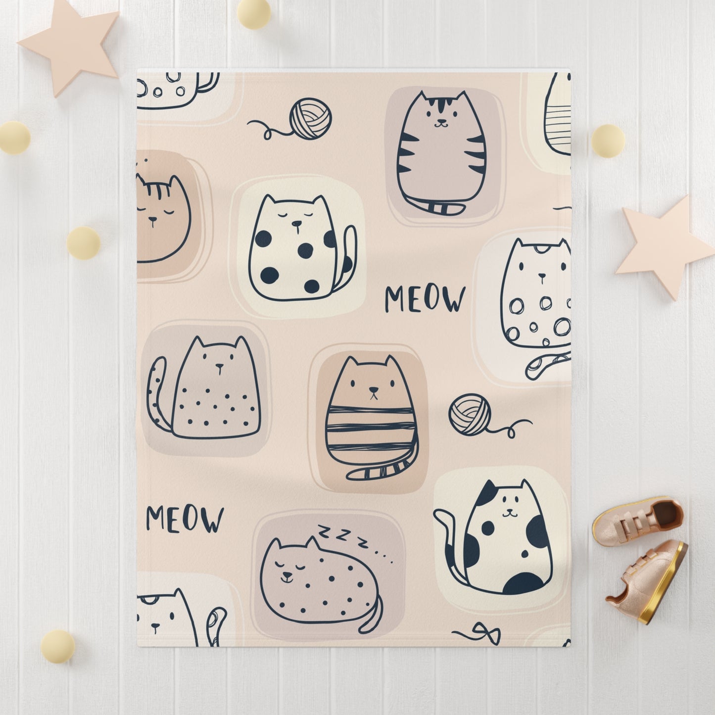 Cat Baby Fleece Blanket | Soft Nursery Decor | Gender Neutral Baby Shower Gift | Toddler Blankie