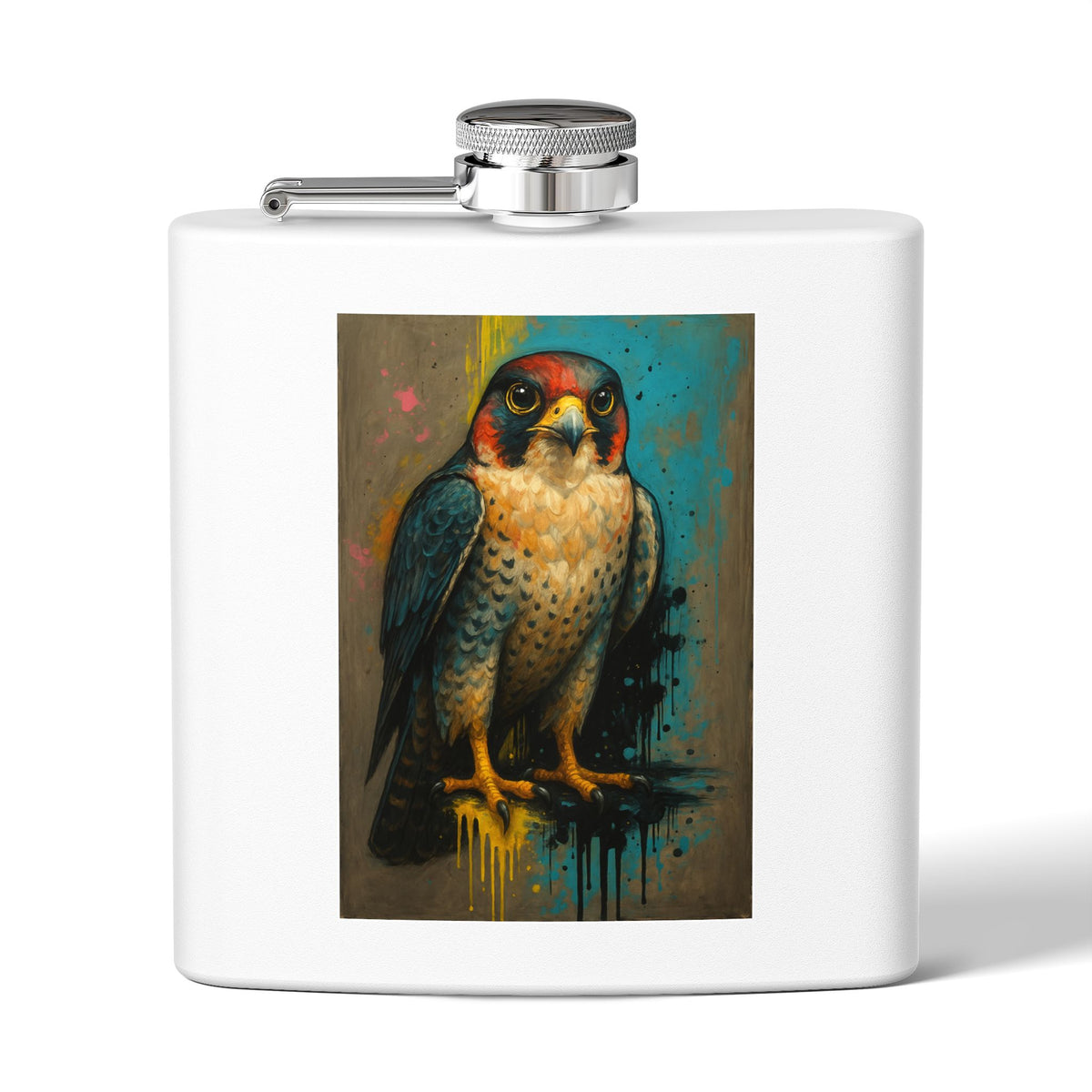 Falcon Flask | 6oz Stainless Steel Hip Flask | Falcon Bird Art | Game Day Pocket Flask | Gift for Football Fans