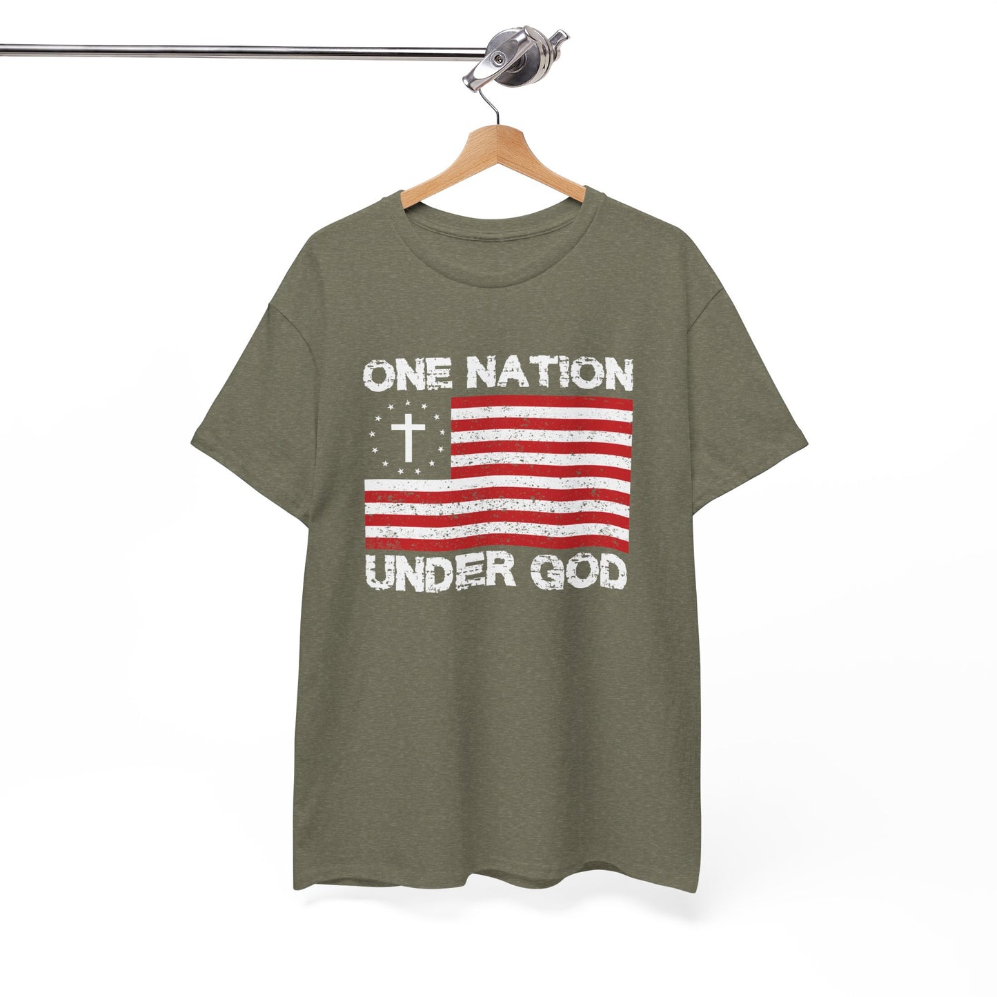 Christian Patriotic One Nation Under God T-Shirt Distressed American Flag with Cross Tee Faith & Freedom Shirt USA Flag Gift