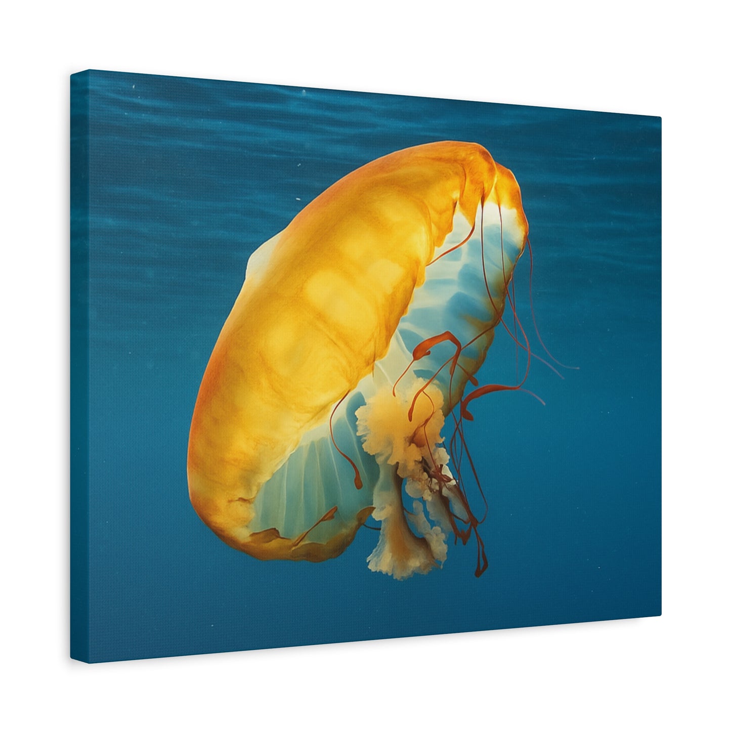 Canvas print of a jellyfish against a blue water background
