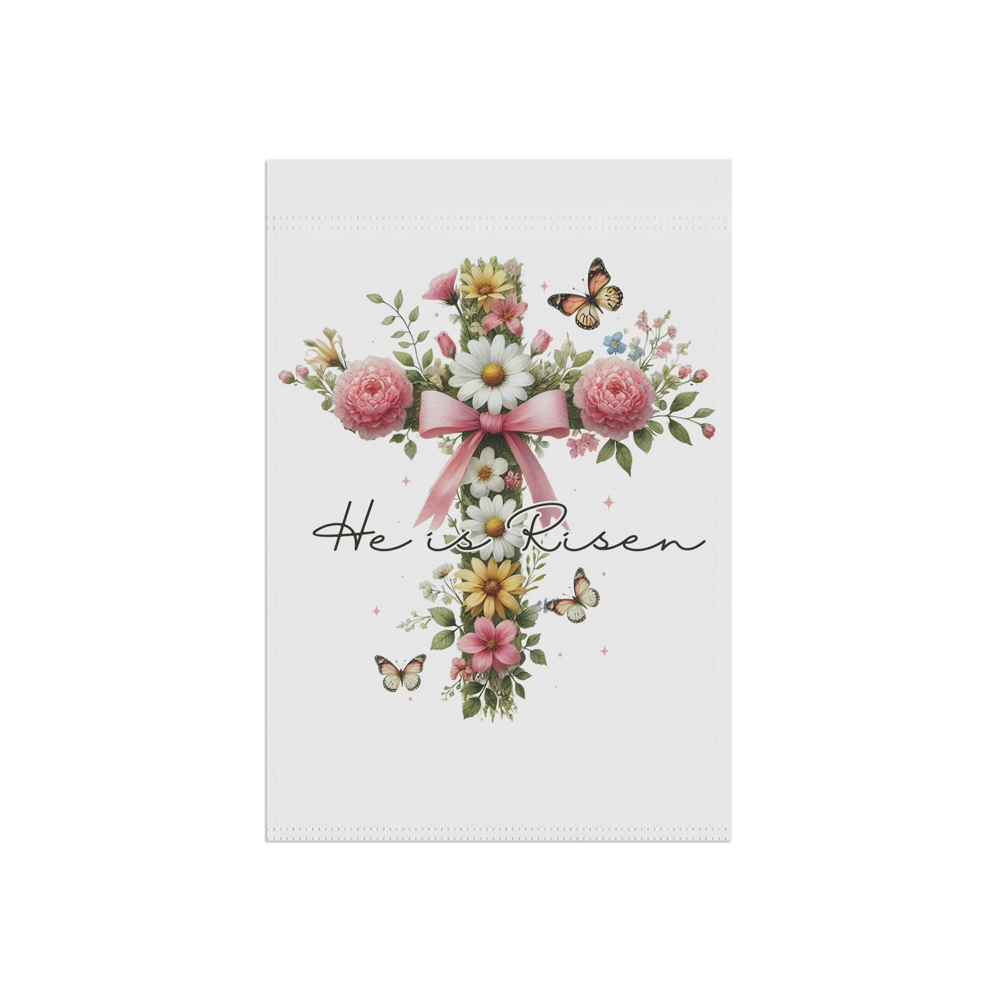 Easter Outdoor Home Porch Decor Pastel Boho Cross Garden Flags He Is Risen Christian Religious Spring Yard Sign Faith-Based Home Decor