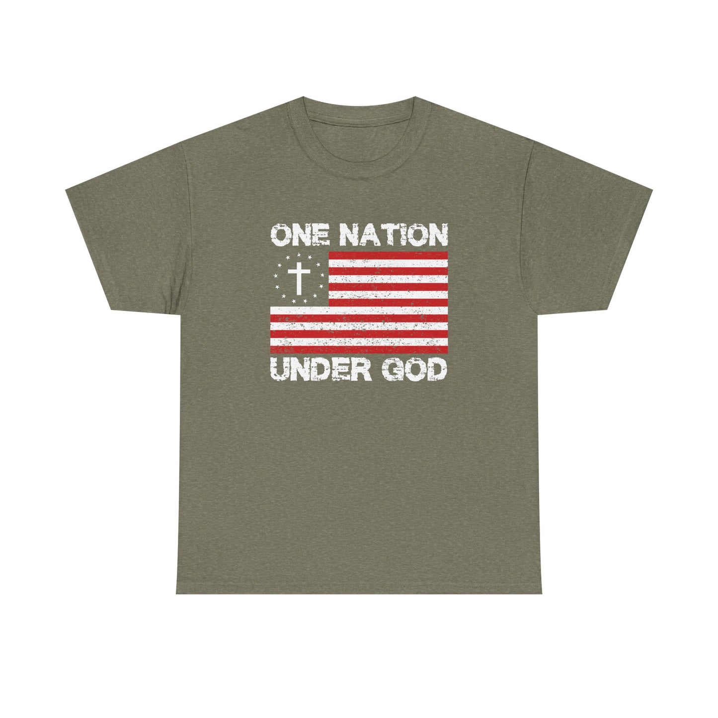 Christian Patriotic One Nation Under God T-Shirt Distressed American Flag with Cross Tee Faith & Freedom Shirt USA Flag Gift