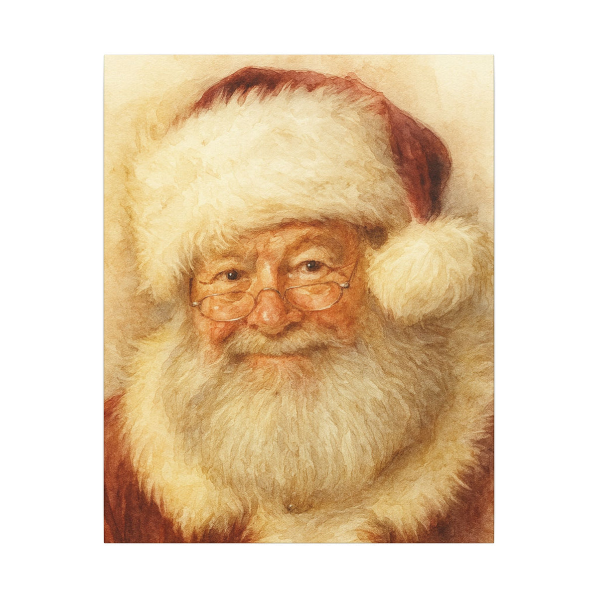 Vintage Santa Claus Portrait Canvas Wall Art – Unframed Christmas Décor Mantle Art