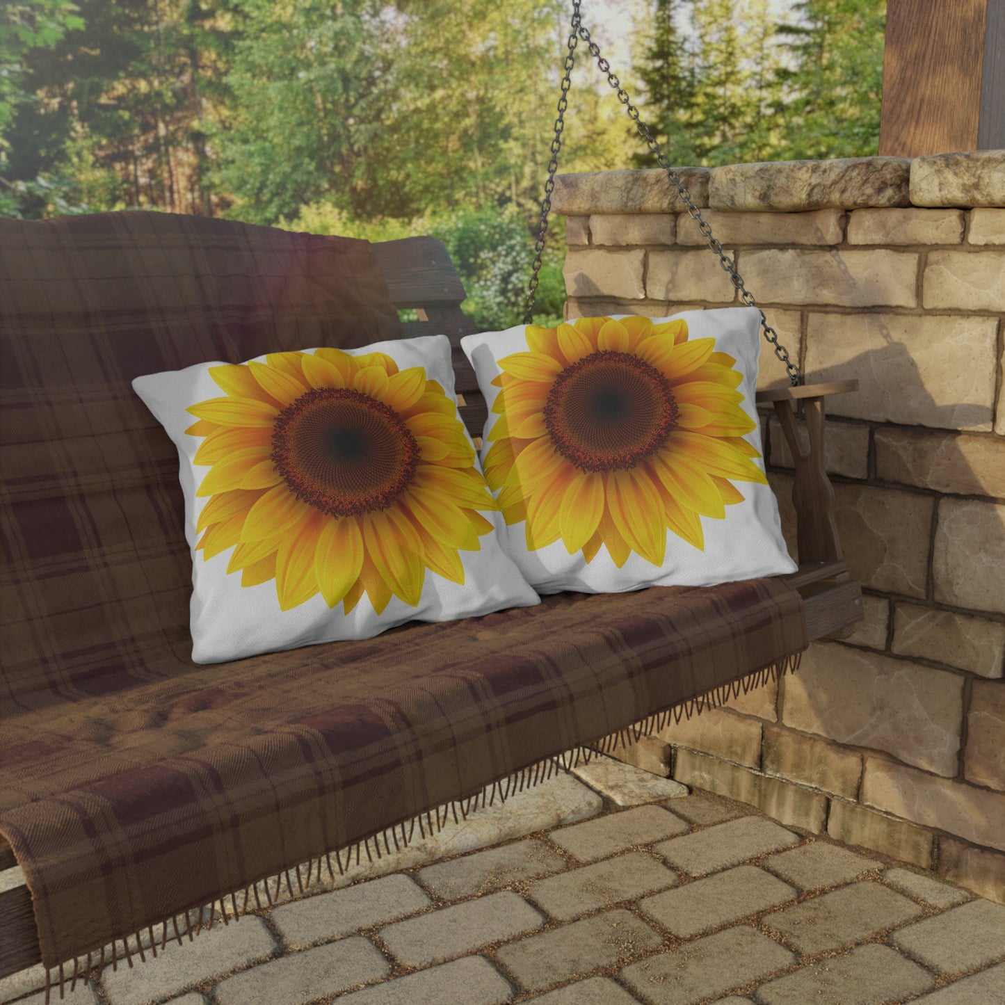 Sunflower Outdoor Throw Pillow | Garden Patio Floral Cushion