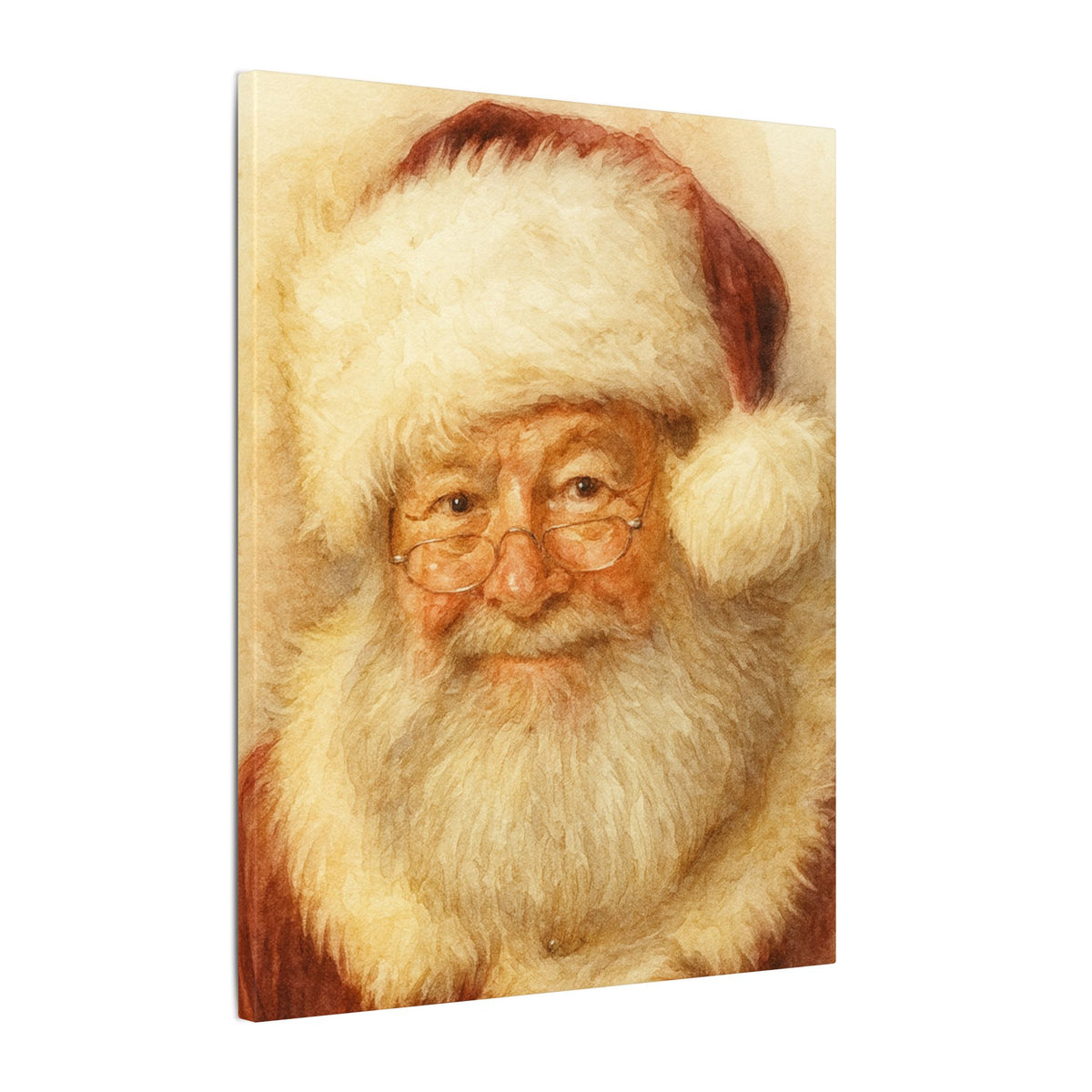 Vintage Santa Claus Portrait Canvas Wall Art – Unframed Christmas Décor Mantle Art
