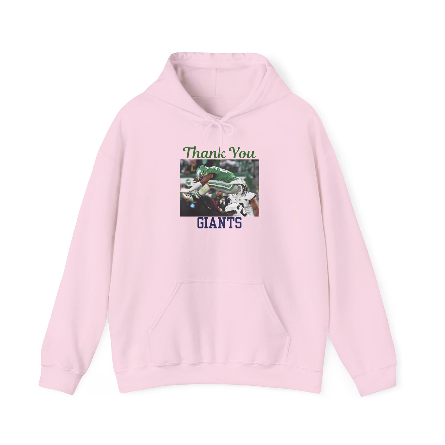 Saquon Barkley Flying Backward Over Defense Player Eagles Hoodie Thank You Giants Football Fan Gift Sports Game Day Apparel Phrase
