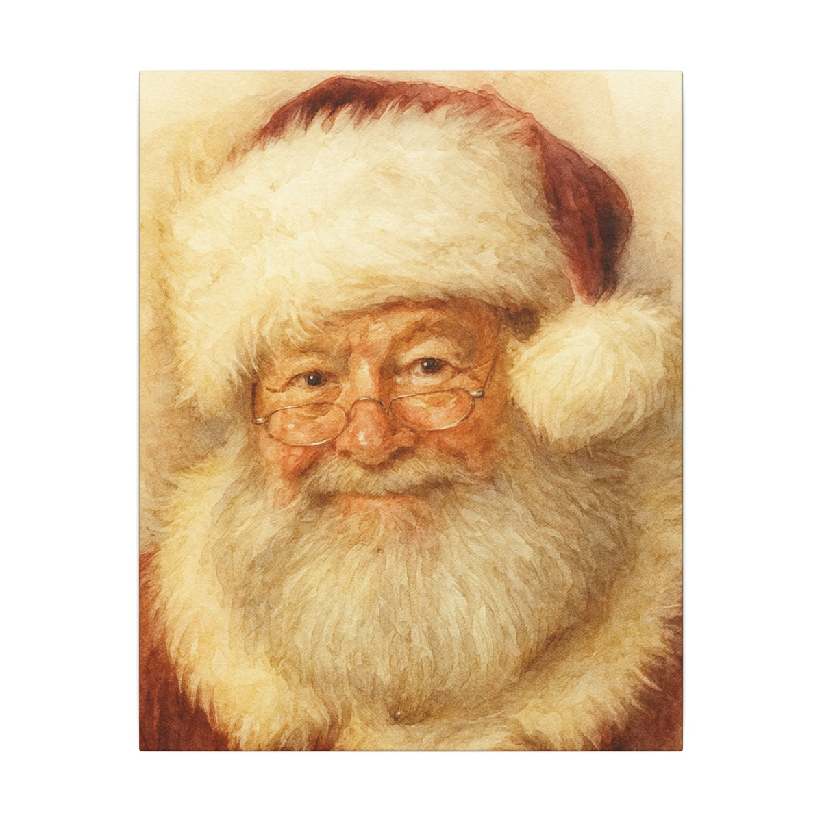 Vintage Santa Claus Portrait Canvas Wall Art – Unframed Christmas Décor Mantle Art