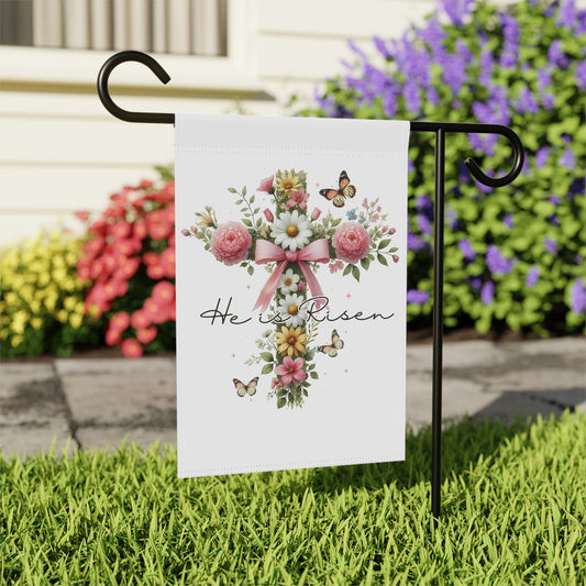 Easter Outdoor Home Porch Decor Pastel Boho Cross Garden Flags He Is Risen Christian Religious Spring Yard Sign Faith-Based Home Decor