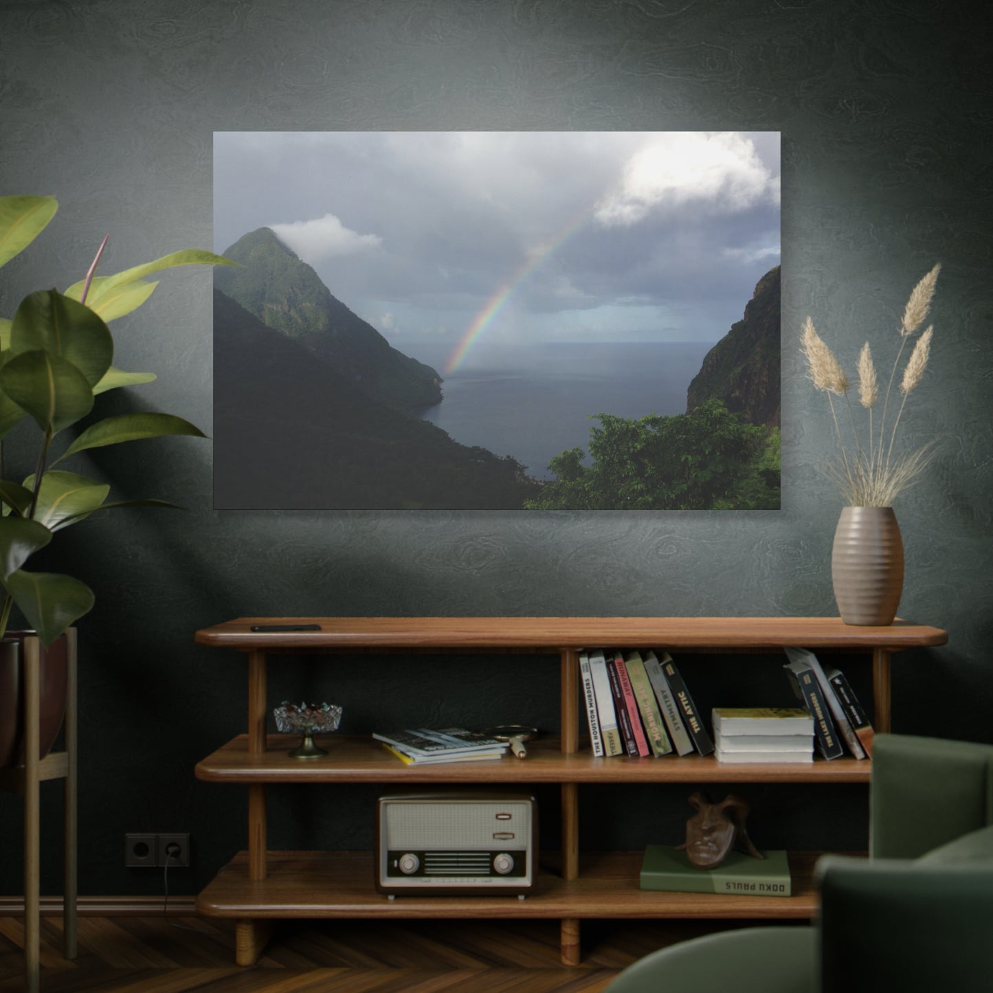 St. Lucia Pitons Rainbow Canvas Art | Caribbean Landscape Photography