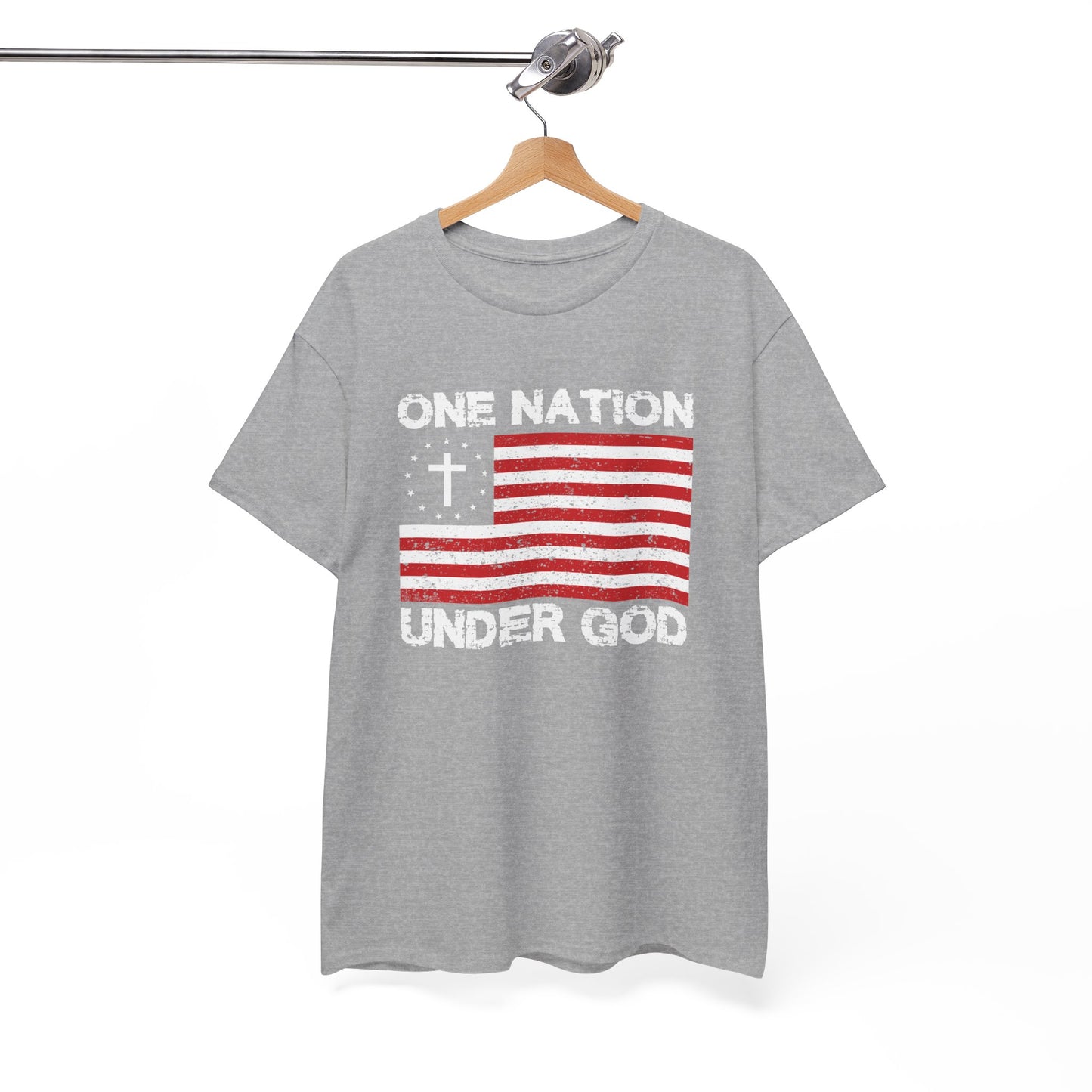 Christian Patriotic One Nation Under God T-Shirt Distressed American Flag with Cross Tee Faith & Freedom Shirt USA Flag Gift