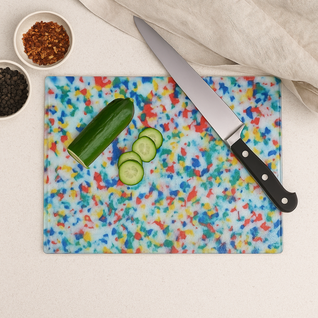 Colorful Terrazzo Glass Cutting Board | Modern Kitchen Decor