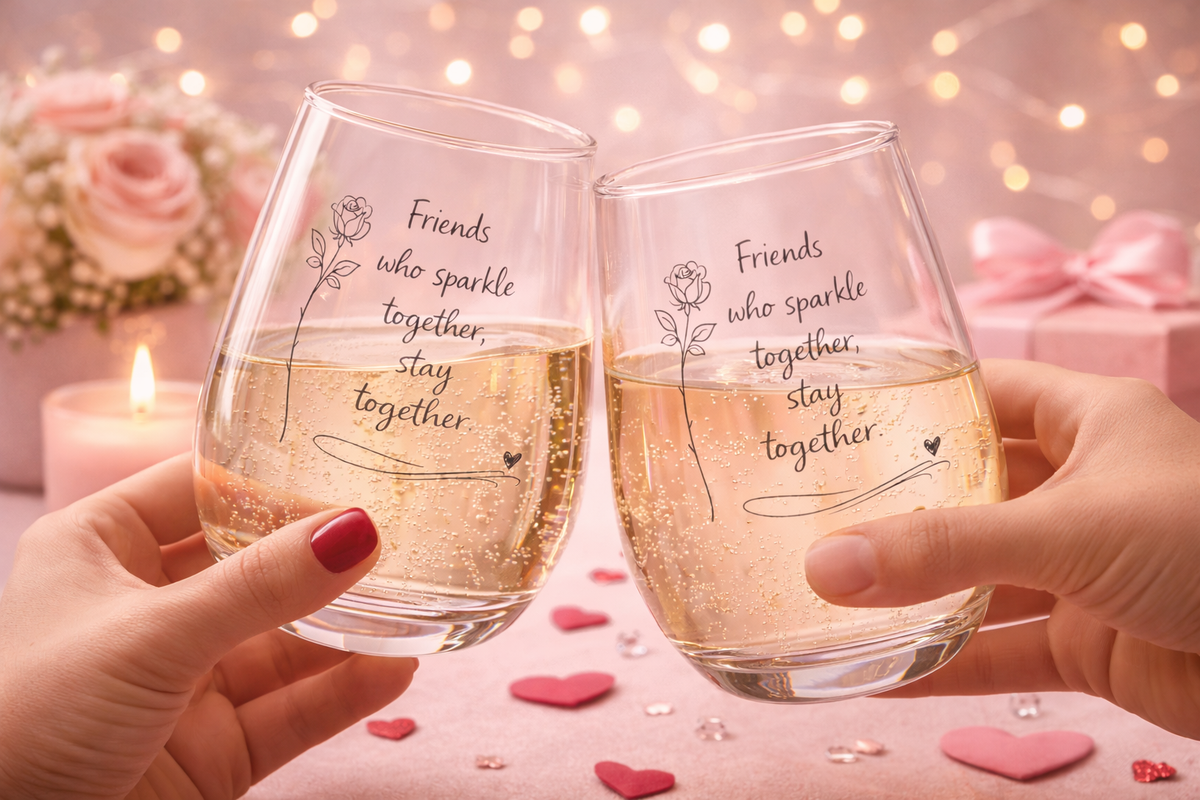 Friends Who Sparkle Wine Glass – Friendship Gift