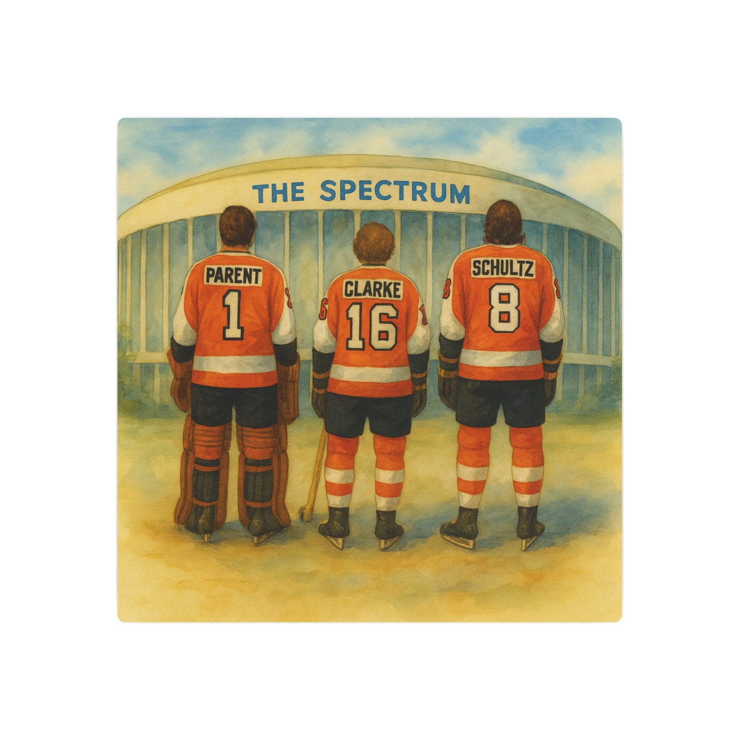 Vintage Hockey Metal Sign, Philadelphia Hockey Legends Watercolor style print, Vintage Spectrum Art, Philly Ice Hockey, Retro Sports Gift