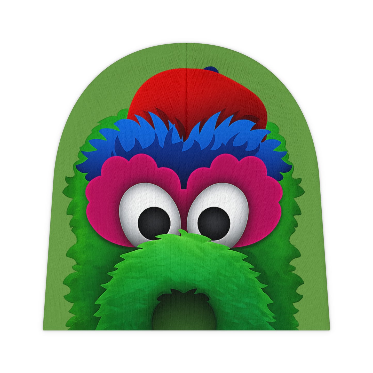 Colorful character with a green arch on a white background